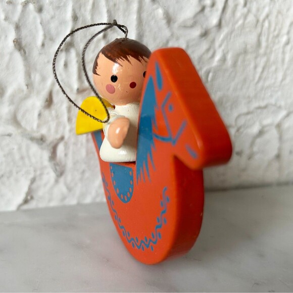 Vintage Steinbach Angel Rocking Horse Wooden Christmas Ornament Made in Germany - Picture 2 of 8